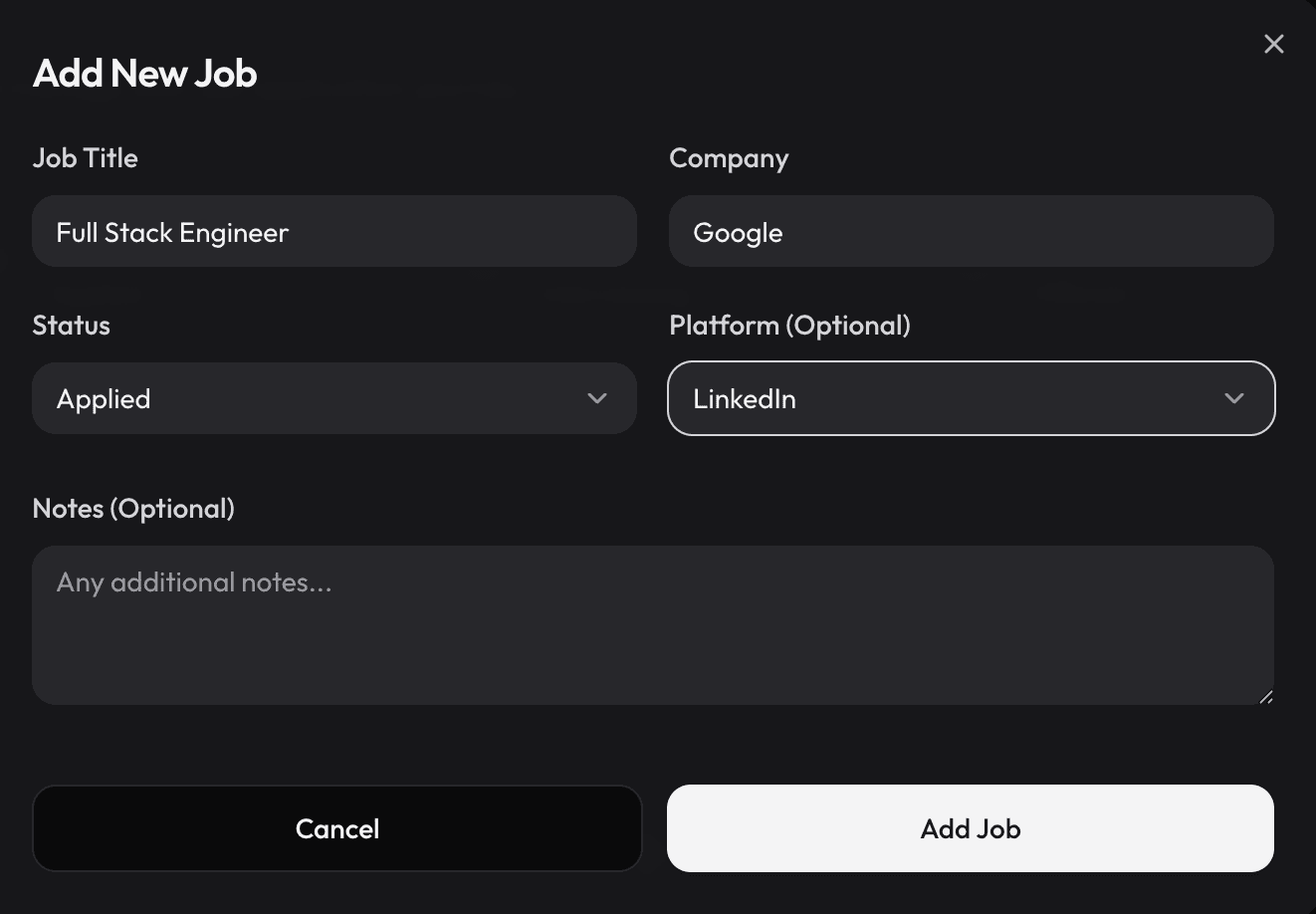 Add Job Applications